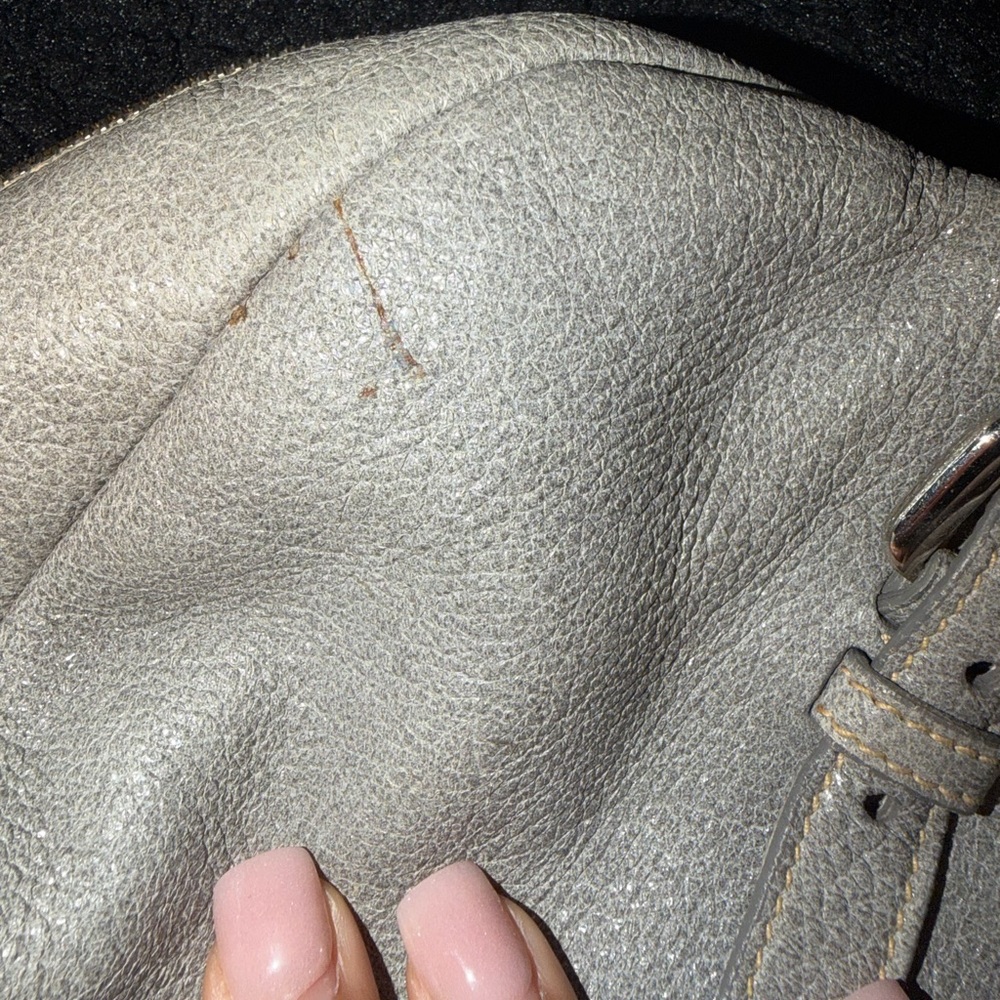 Prada Pebbled Leather Satchel in Light Silver with Gold Accents - Picture 13 of 16